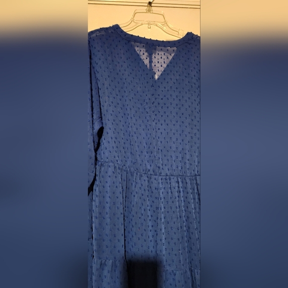 BEAUTIFUL BLUE DOT MAXI DRESS with slip. - Picture 7 of 7